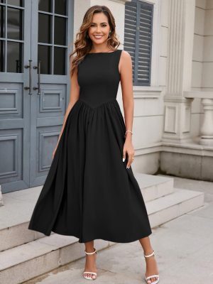 Women Summer Sleeveless Maxi Dress Casual Vacation Sundress Tank Flowy Long Formal Wedding Guest Dresses 2025