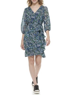 Paris Essential Floral Print Women’s Dresses with ¾ Sleeves