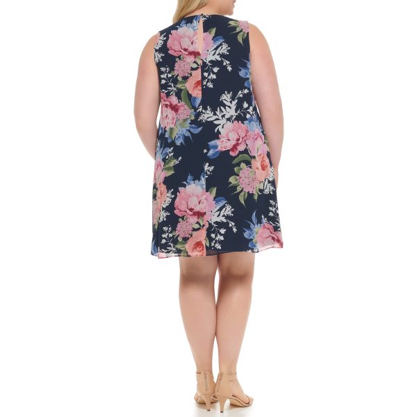 Women's Sleeveless Printed Chiffon Shift Mini Dress