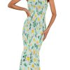 Women's Summer Floral Midi Tank Dress Sleeveless Strappy Ruffle Hem Smocked Bodycon Dresses