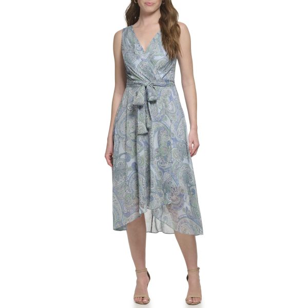 Women's Sleeveless Midi Faux Wrap Chiffon
