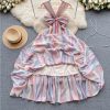 Bandage Midi Dress Women Summer Beach Vacation Sleeveless A-Line Holiday Dress Sexy Resort Evening Wear