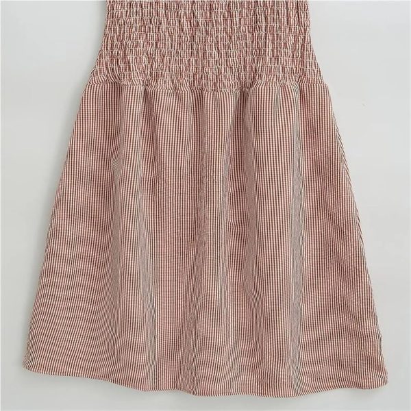 Smocked Bodice Midi Dress Women Sleeveless Textured Pattern Summer Casual Skirt for Daily Vacation Outfits