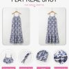 Women Summer Dresses 2025 Spaghetti Strap Scoop Neck Smocked Ruffle Flowy Boho Maxi Dress