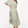 Women's Floral Print Maxi Long Dresses Deep V Neck Summer Beach Dress Half Sleeve A Line Flowy Dresses