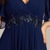 Women's Mother's Dress Chiffon V Neck A Line Appliques Waist Formal Dresses 01960