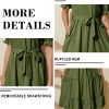 Women's Tiered Midi Dress with Tie Waist Flowy Summer Casual Short Sleeve Boho Swing Dress with Pocket