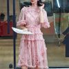 Women Embroidered Ruffle Summer Dress Light Short Sleeve Temperament Flower Dress