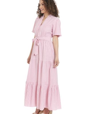 Women's Ruffle Neck Tiered Maxi with Sash