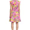 Women's Colorful Printed Cotton Poplin Dress with Tiered Skirt