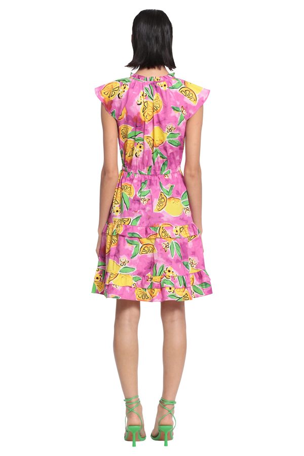 Women's Colorful Printed Cotton Poplin Dress with Tiered Skirt