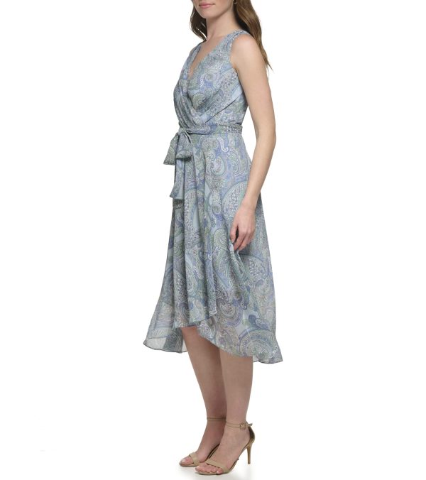 Women's Sleeveless Midi Faux Wrap Chiffon