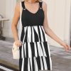 Womens Dresses V Neck Sleeveless Spaghetti Strap with O Ring A Line Tiered Smocked Casual Flowy 2025 Beach Mini Dress