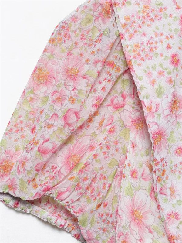 Women's Sweetheart Floral Mini Dress Sexy Slim V-Neck Vacation Beach Party Dresses