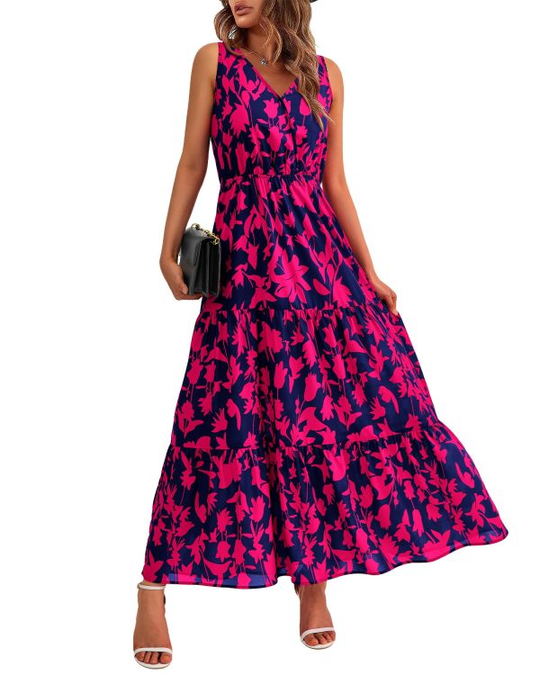 Women Summer Dresses Casual Sleeveless Maxi Dresses Cute Floral Long Dress Wedding Guest Dress