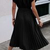 Womens Casual Midi Dresses Solid V Neck Short Sleeve Button Shirt Belted Dress with Pockets for Spring Summer 2025