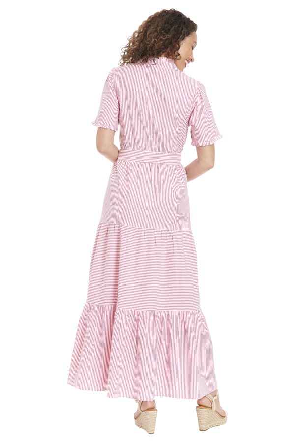 Women's Ruffle Neck Tiered Maxi with Sash