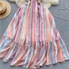 Bandage Midi Dress Women Summer Beach Vacation Sleeveless A-Line Holiday Dress Sexy Resort Evening Wear