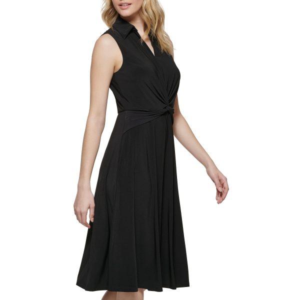 Women's Collared Twisted Waist Midi Dress