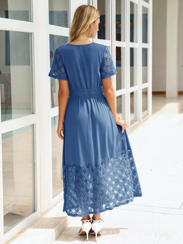 Simplee Womens 2025 Summer Boho Maxi Dress V Neck Empire Waist Long Flowy Dresses with Pockets