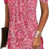 Summer Dresses for Women 2025 Cold Shoulder V Neck Vintage Print A-Line Dress Beach Vacation Boho Mini Sundress
