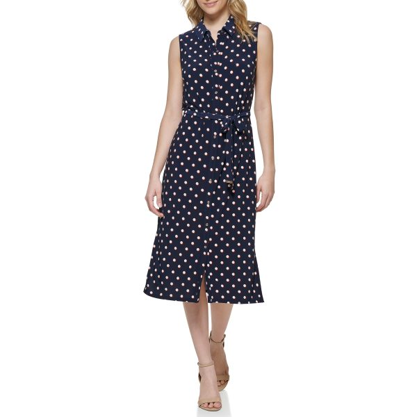 Women's Collared Button Up Midi Dress
