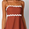 Women Summer Dresses 2025 Spaghetti Straps Sleeveless Smocked Rickrack Trim Boho Flowy Loose A-Line Midi Dress
