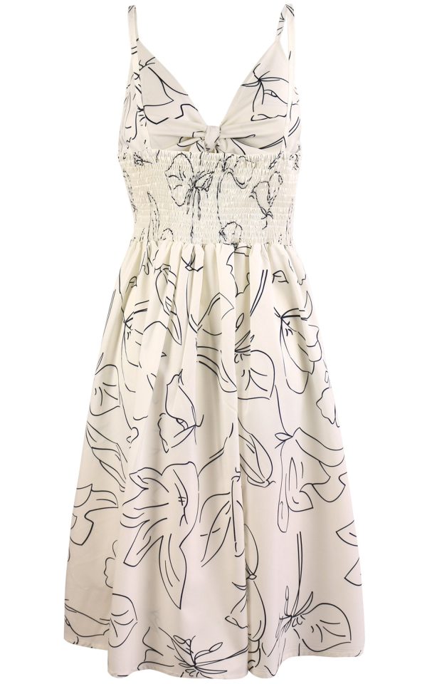 Women 2025 Summer Dresses Tie Front V-Neck Spaghetti Strap Button Down A-Line Backless Swing Midi Dress