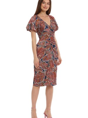 Women's Floral Printed V-Neck Empire Waist Midi Dress