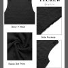 Women's Summer Sleeveless V Neck Tank Dress Swiss Dot Beach Cover Up Mini Dress with Pockets