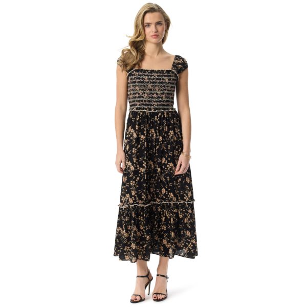 Women's Clarice Cap Sleeve Smocked 2 Tiered Maxi Dress Standard