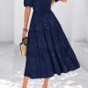 Womens Summer Dresses Wedding Guest Floral Midi Sundress Short Puff Sleeve Flowy A Line Smocked Tiered Boho Dress