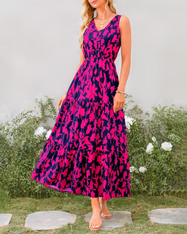 Women Summer Dresses Casual Sleeveless Maxi Dresses Cute Floral Long Dress Wedding Guest Dress