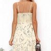 Women 2025 Summer Dresses Tie Front V-Neck Spaghetti Strap Button Down A-Line Backless Swing Midi Dress