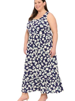 Women's Sleeveless Maxi Ruffle Hem-Tank Strap Summer Defined Waist-Wedding Guest Dress
