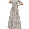 Women Summer Dress Round Neck Flutter Short Sleeve Smocked Ruffle Tiered Floral Maxi Dress 2024