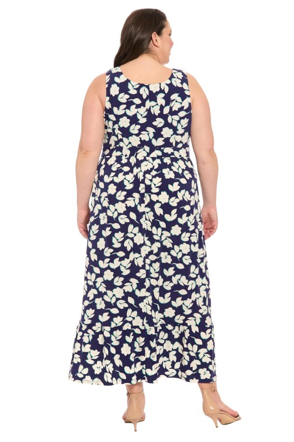 Women's Sleeveless Maxi Ruffle Hem-Tank Strap Summer Defined Waist-Wedding Guest Dress