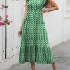 Womens Summer Casual Dresses Cap Sleeve V Neck Maxi Dress Flowy A Line Tiered Boho Beach Vacation Sundress