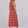 Womens Summer Sleeveless Midi Dress Casual Floral Printed A-Line Tank Beach Sundress with Pockets
