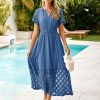 Simplee Womens 2025 Summer Boho Maxi Dress V Neck Empire Waist Long Flowy Dresses with Pockets