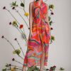 Women's Faux Wrap Shawl Collar High-Low Dress with Waist Tie