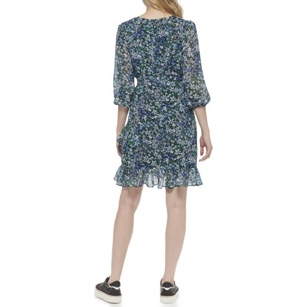 Paris Essential Floral Print Women’s Dresses with ¾ Sleeves