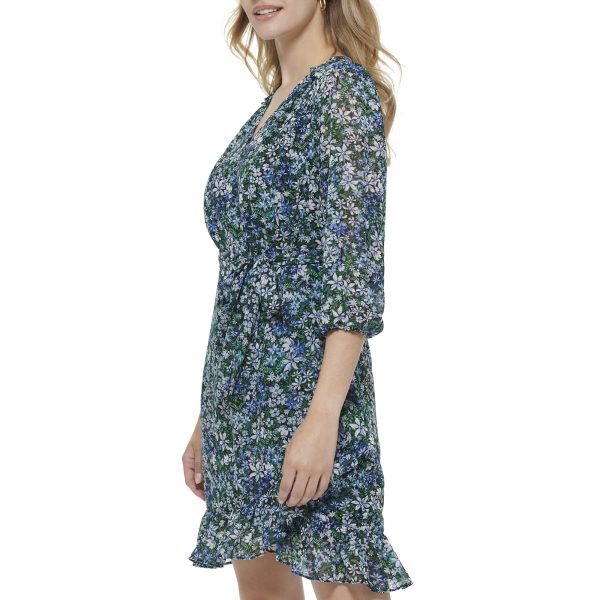 Paris Essential Floral Print Women’s Dresses with ¾ Sleeves