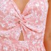 Women's Mini Dress Floral Twisted V Neck Sleeveless Short Dress Pleated Self Tie Back Mini Dress