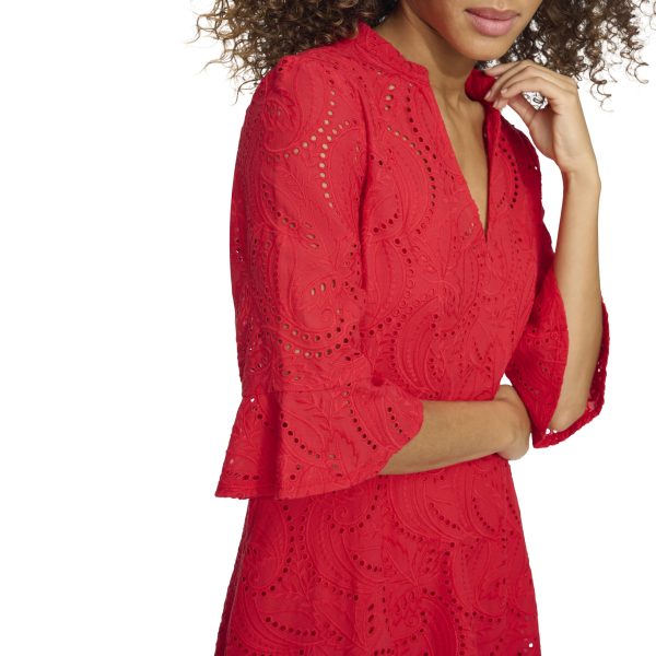 Women's 1/4 Sleeve V-Neck A-line Mini Dress