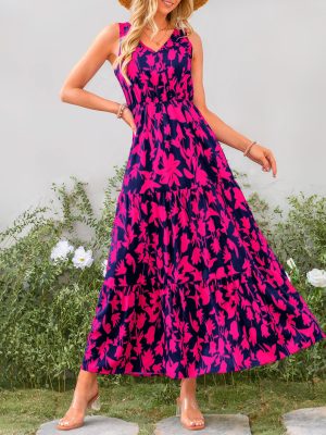 Women Summer Dresses Casual Sleeveless Maxi Dresses Cute Floral Long Dress Wedding Guest Dress