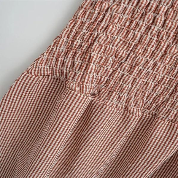 Smocked Bodice Midi Dress Women Sleeveless Textured Pattern Summer Casual Skirt for Daily Vacation Outfits