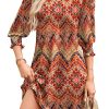 Women's Summer Dresses 3/4 Puff Sleeve Casual Sundress Dress with Pockets Beach Vacation 2025 Fashion