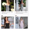 Shapewear Tank Dress Summer Maxi Dress Built-in Bra Square Neck Lace Trim Going Out Vacation Dresses for Women