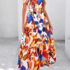 Women's 2025 Summer Boho Maxi Dresses Floral Short Sleeve V Neck A Line Tiered Flowy Long Beach Vacation Dress